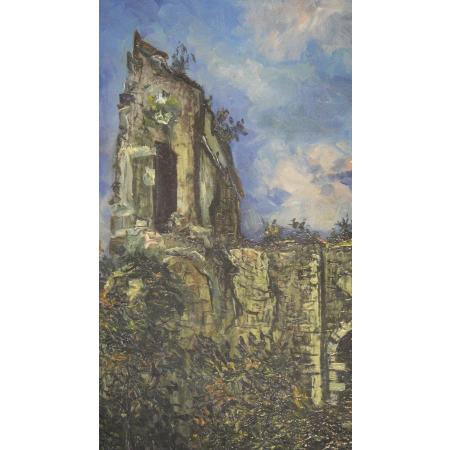Maurice Utrillo (1883-1955) - Les ruines du Chateau de Chalucet - Olio su cartone - foto 6