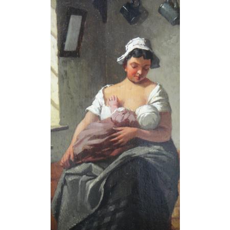 Gaston Gerard (1859-1914/1915) - Madre con bambino - Olio su tavola - foto 4