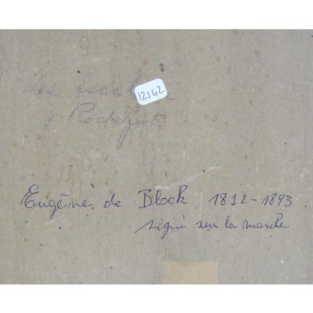 Eugène Francois de Block - La lavandière - Acquerello su carta del 1870 - foto 11